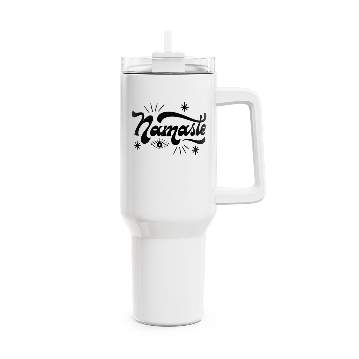 NAMASTE STERNE SPRUCH YOGA • Tumbler mit Henkel & Strohhalm • XXL Reisebecher 1,2L - YOGA SANTA