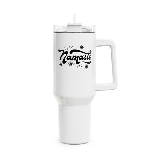 NAMASTE STERNE SPRUCH YOGA • Tumbler mit Henkel & Strohhalm • XXL Reisebecher 1,2L - YOGA SANTA