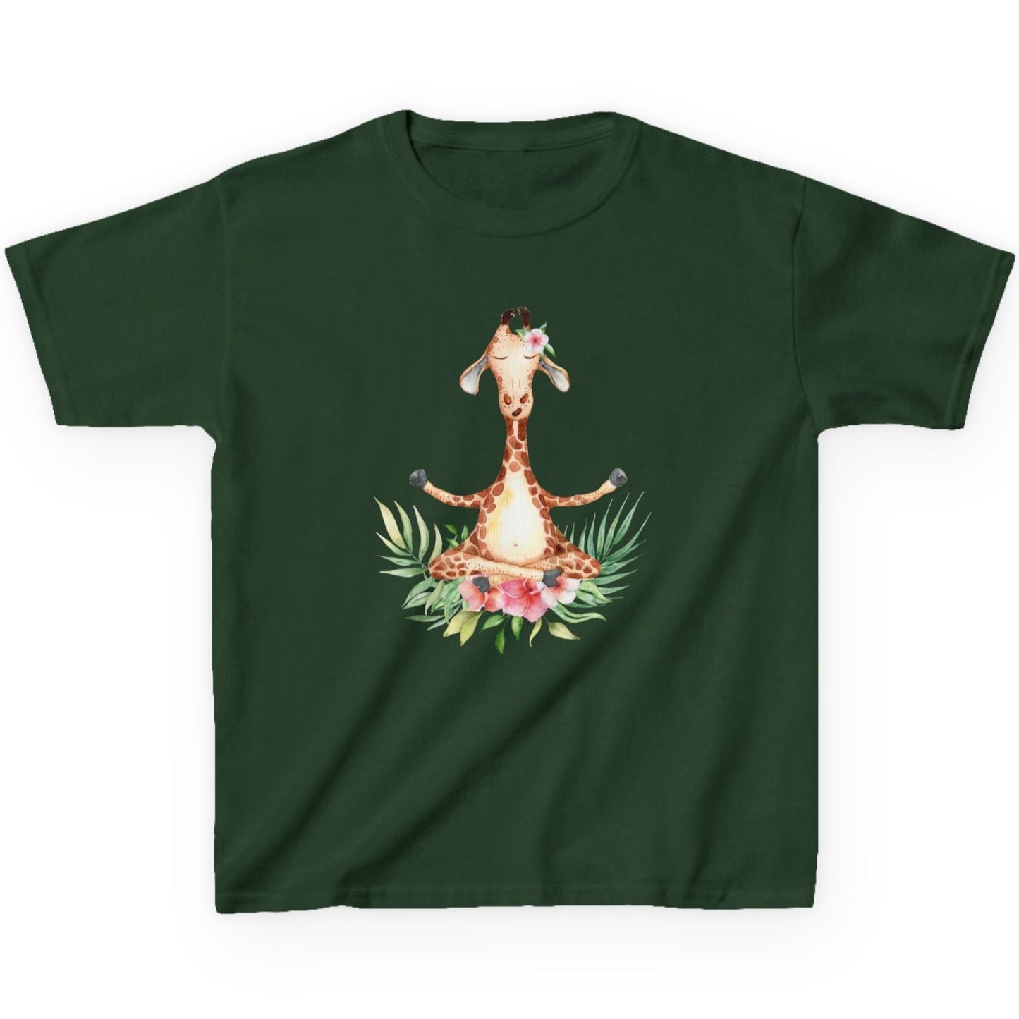 GIRAFFE MEDITATION YOGATIER Comic Blumen • Oversize Kinder T-Shirt Mädchen Jungen • BIO Baumwolle 🌿