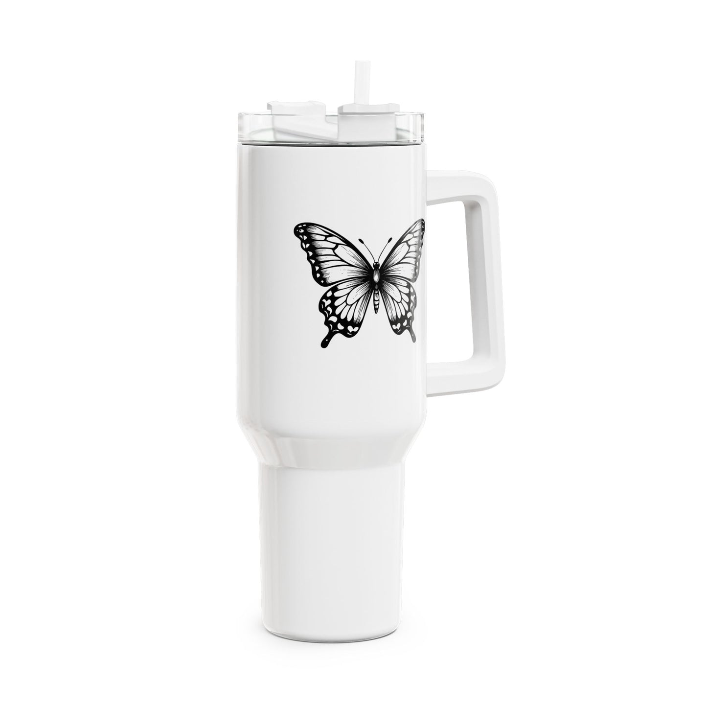 SCHMETTERLING CLIPART BILDCHEN • Tumbler mit Henkel & Strohhalm • XXL Reisebecher 1,2L