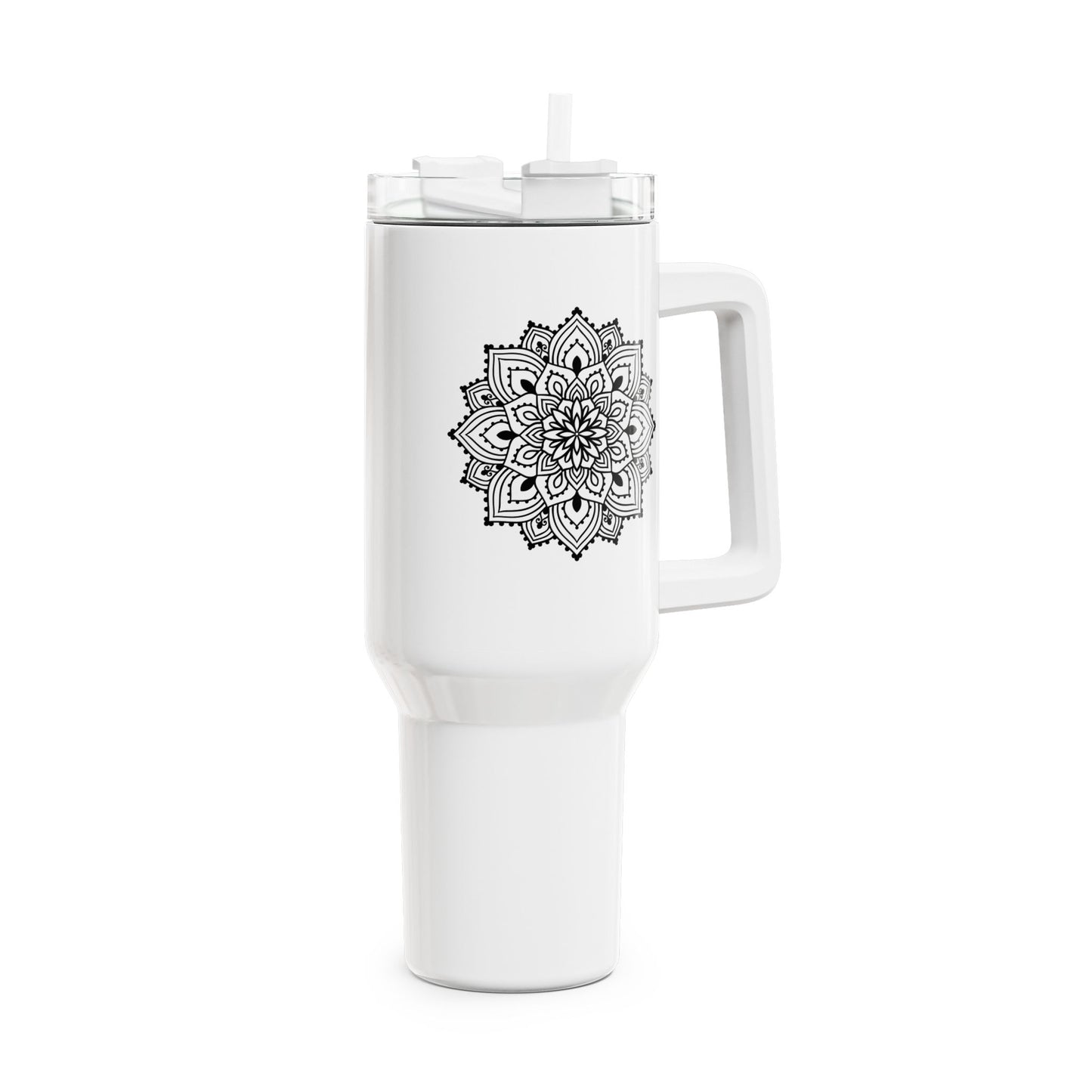 MANDALA SYMBOL • Tumbler mit Henkel & Strohhalm • XXL Reisebecher 1,2L