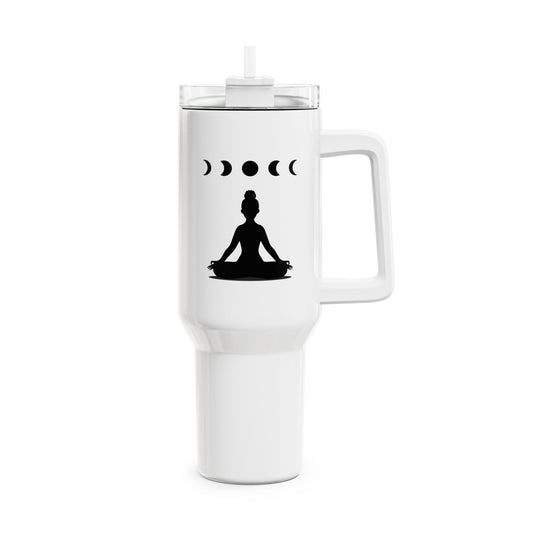 MONDPHASEN YOGA MEDITATION POSE ASANA • Tumbler mit Henkel & Strohhalm • XXL Reisebecher 1,2L - YOGA SANTA