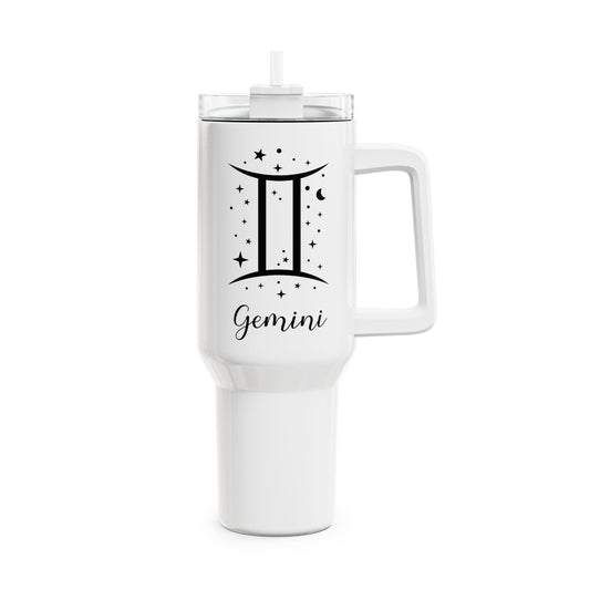 ZWILLINGE GEMINI Symbol Sterne Zeichen Tierkreiszeichen • Tumbler mit Henkel & Strohhalm • XXL Reisebecher 1,2L - YOGA SANTA