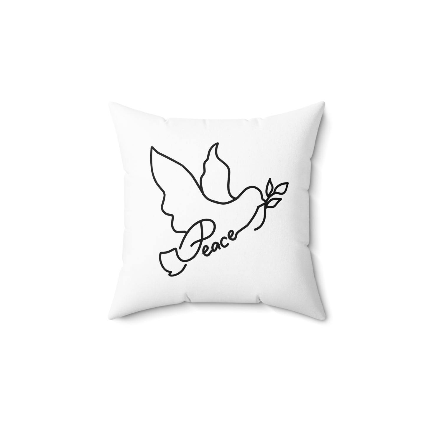FRIEDENSTAUBE PEACE SCHRIFT ÄSTHETISCHER VOGEL • Deko Kissen mit Reißverschluss Quadratisch Weiss