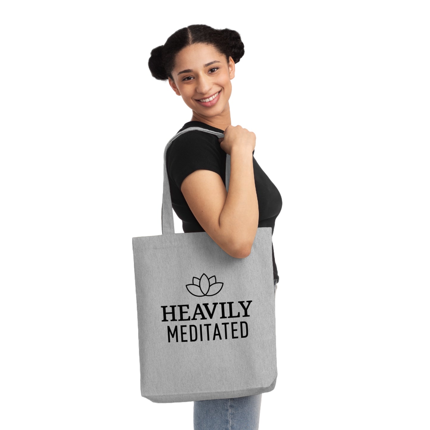 HEAVILY MEDITATED • Yoga Spruch Accessoire Meditation • Nachhaltige Baumwolltasche 🌿 - YOGA SANTA
