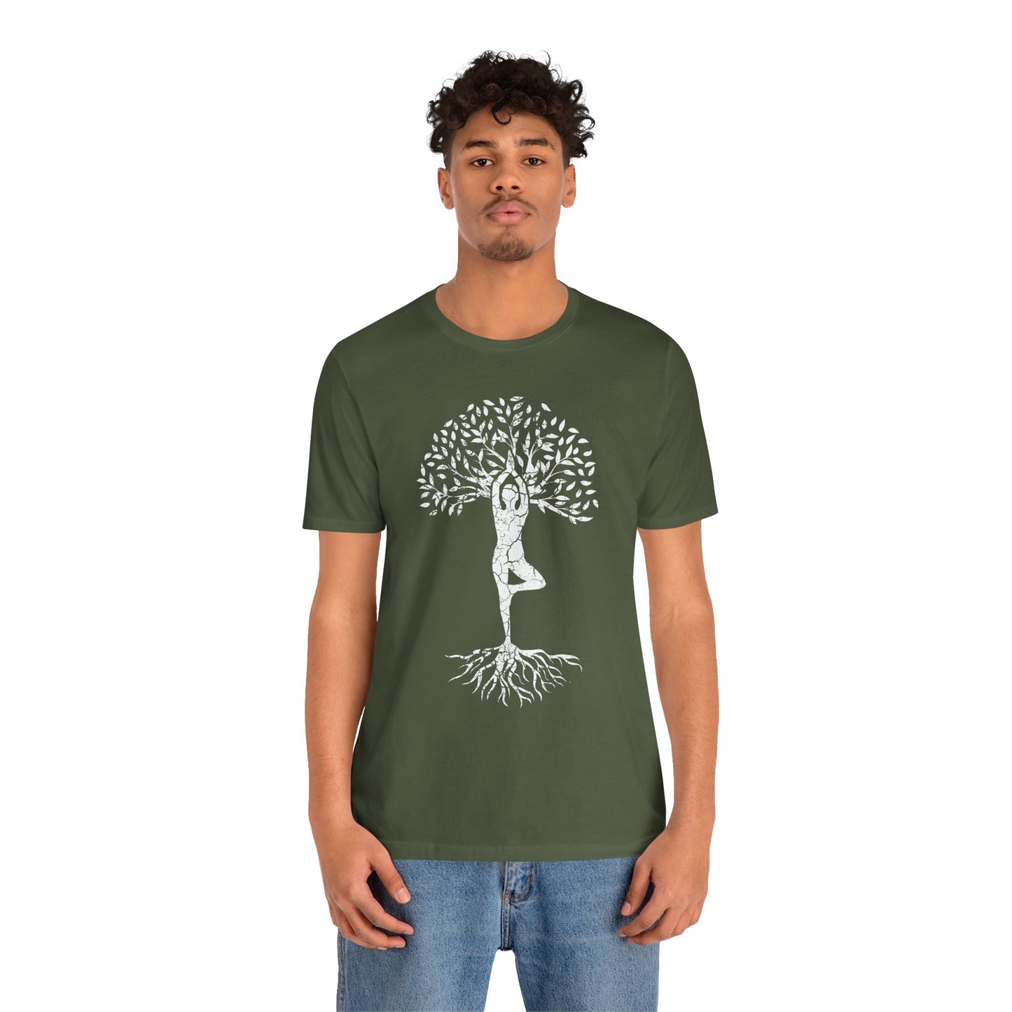 BAUM DES LEBENS VINTAGE RETRO LOOK YOGA POSE ASANA • T-shirt Damen & Herren • Baumwolle 🌿