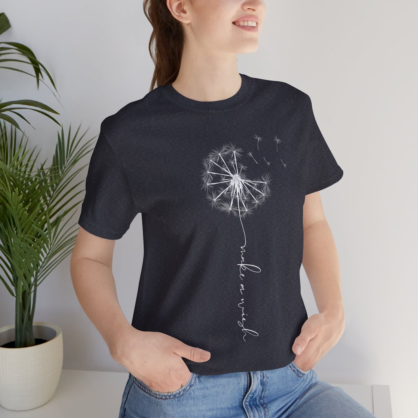 MAKE A WISH • PUSTEBLUME SPRUCH • T-shirt Damen & Herren • Baumwolle 🌿