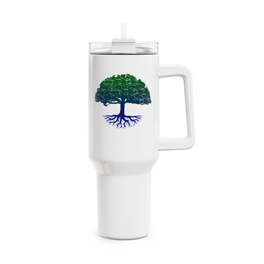 BAUM DES LEBENS BUNT • Tumbler mit Henkel & Strohhalm • XXL Reisebecher 1,2L