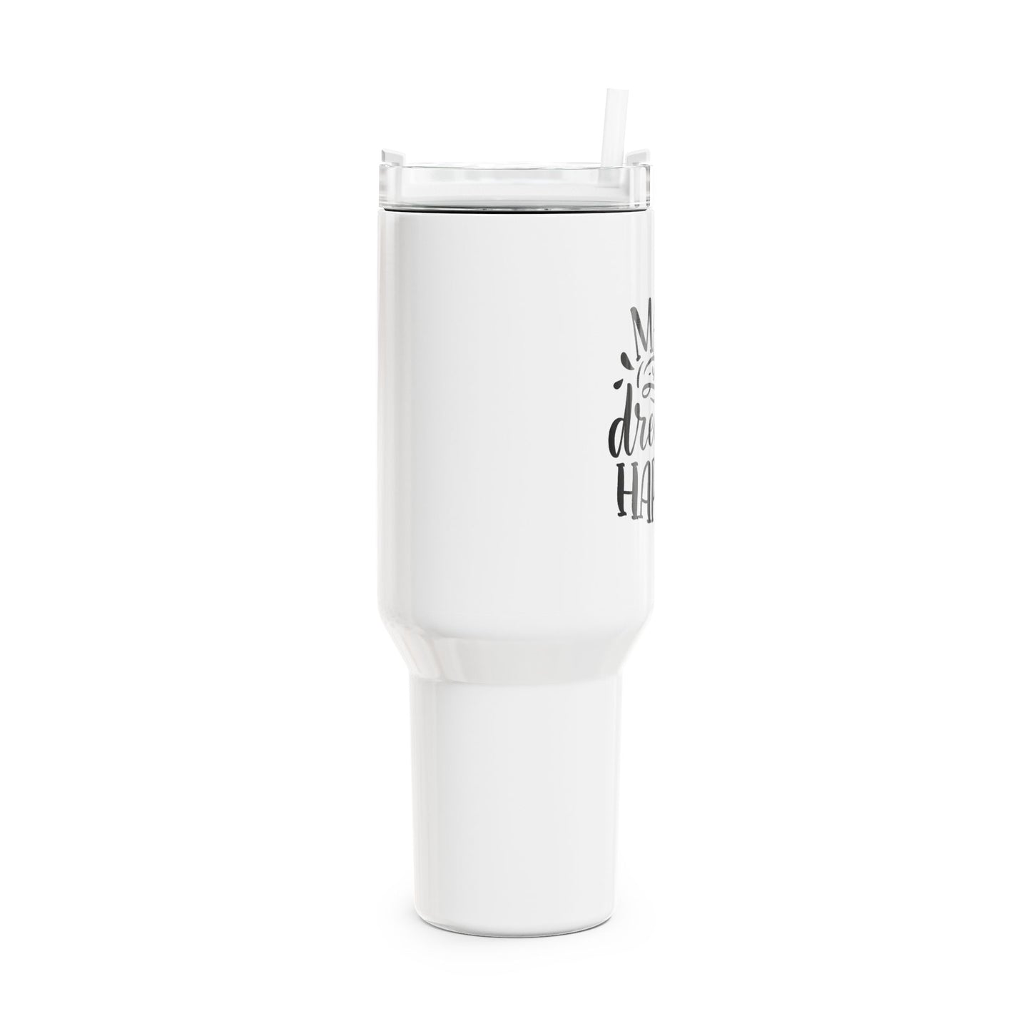 MAKE YOUR DREAMS HAPPEN  • Motivation Spruch • Tumbler mit Henkel & Strohhalm • XXL Reisebecher 1,2L - YOGA SANTA