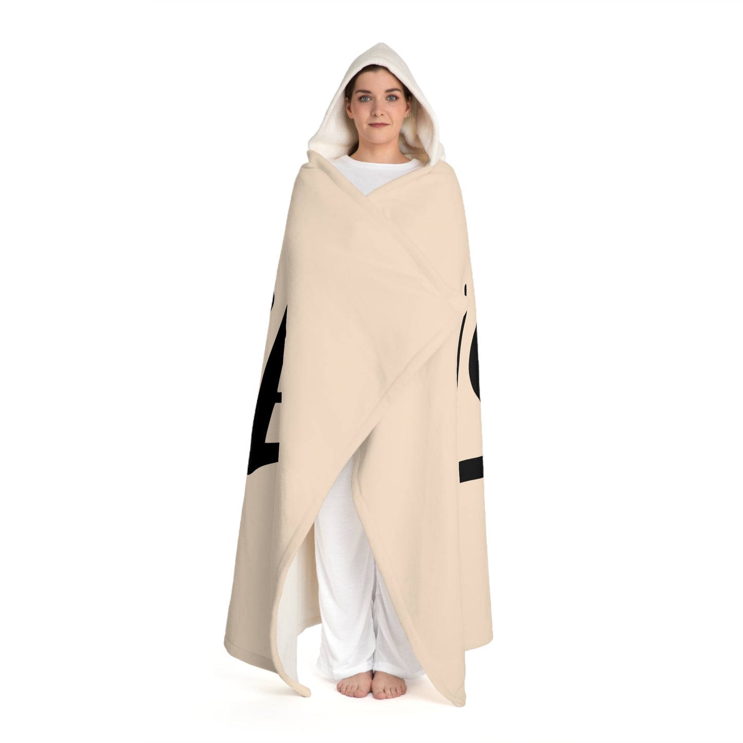 LOVE HERZ LIEBESBOTSCHAFT • Kapuzen Kuscheldecke Beige Creme • Wohndecke Sherpa 130cm x 180cm