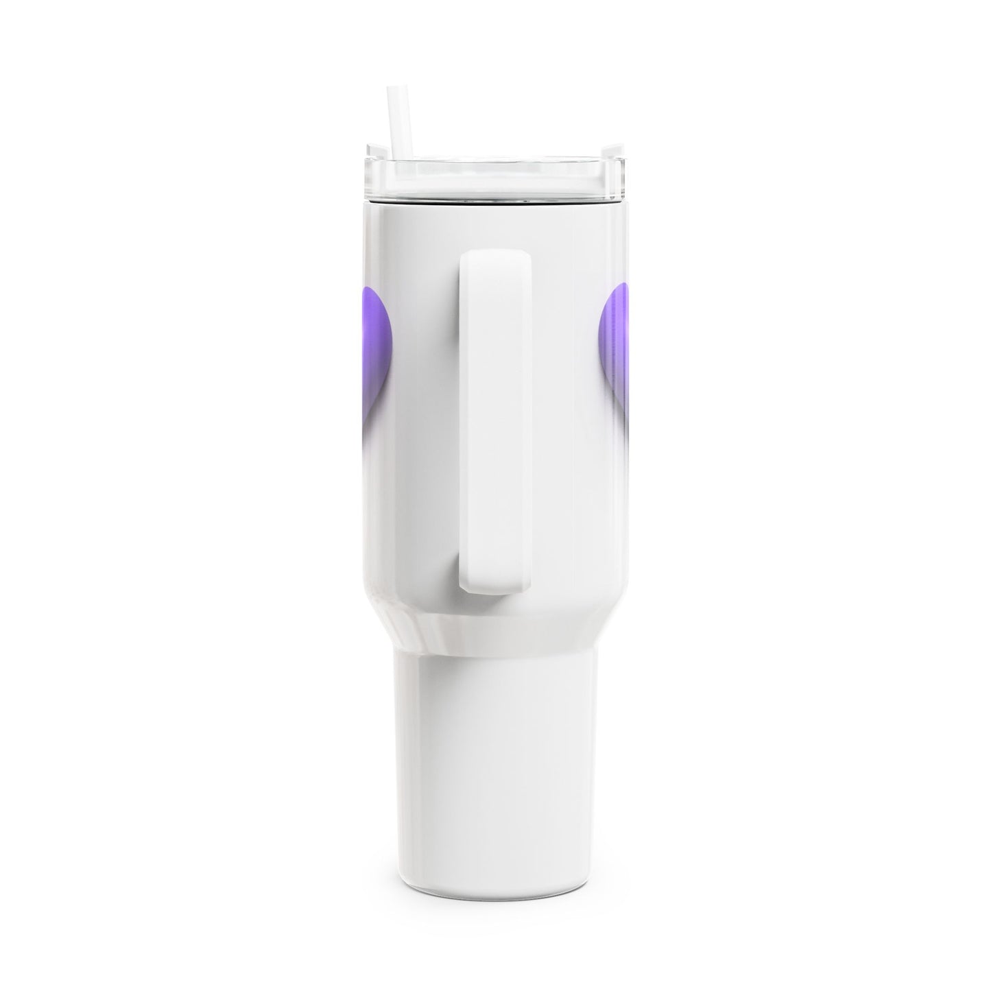 HERZ LILA VIOLETT 3D Illusion • Tumbler mit Henkel & Strohhalm • XXL Reisebecher 1,2L