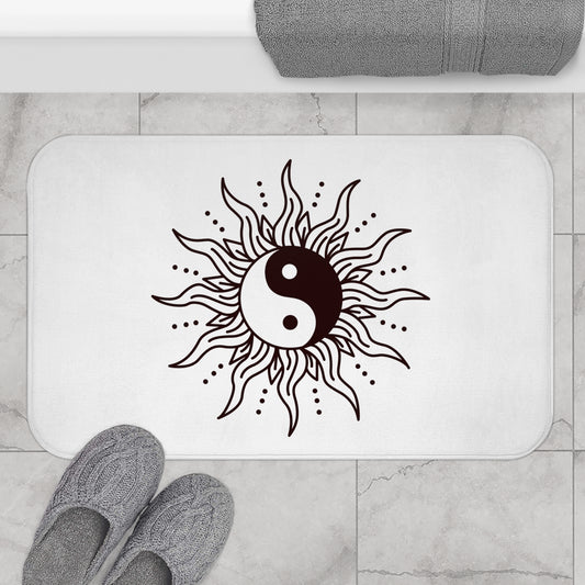 YING YANG - SPIRITUELLES MOTIV • Badvorleger Weiss / Fussmatte / Badteppich EXTRA Weich • 43 x 61 cm & 53 x 86 cm