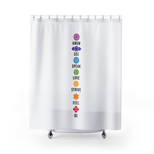 CHAKREN 7 CHAKRA FLORAL • Hochwertiger, Schöner Duschvorhang 180x200 cm Weiss