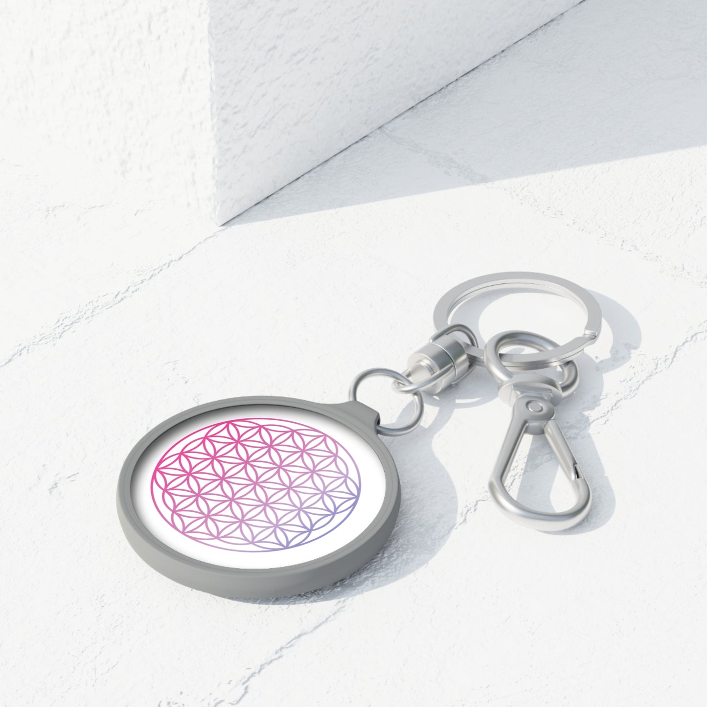 BLUME DES LEBENS ROSA PASTELL • Edler Luxus Schlüsselanhänger mit Karabiner für Frauen & Männer