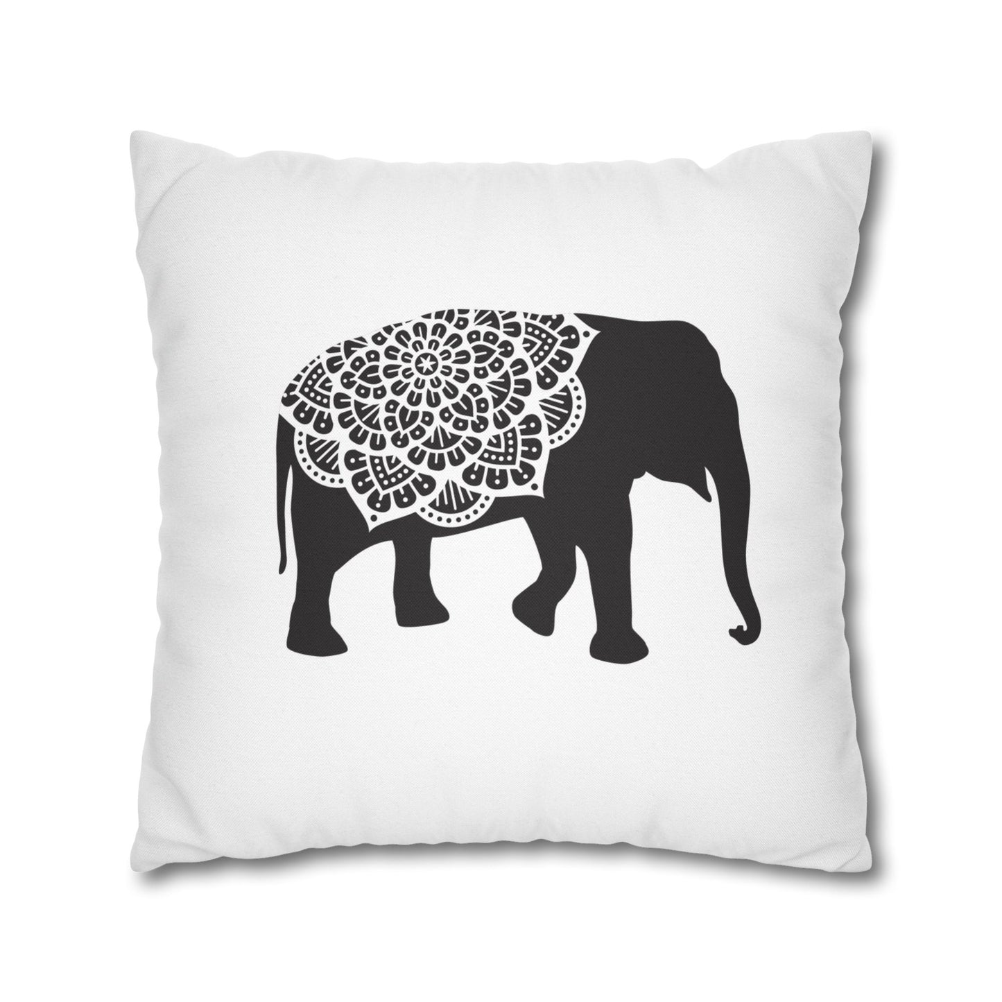 ELEFANT MANDALA • Deko Kissenbezug mit Reißverschluss Quadratisch Weiß