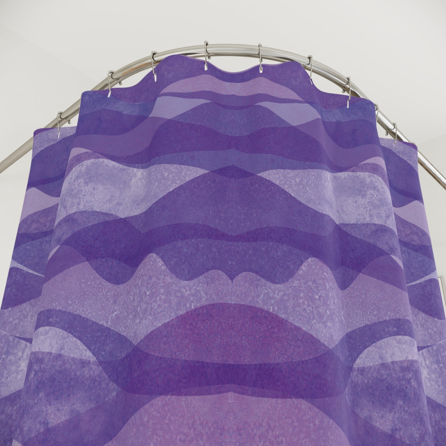 LILA WELLEN VIOLETT • Hochwertiger, Schöner Duschvorhang 180x200 cm Weiss