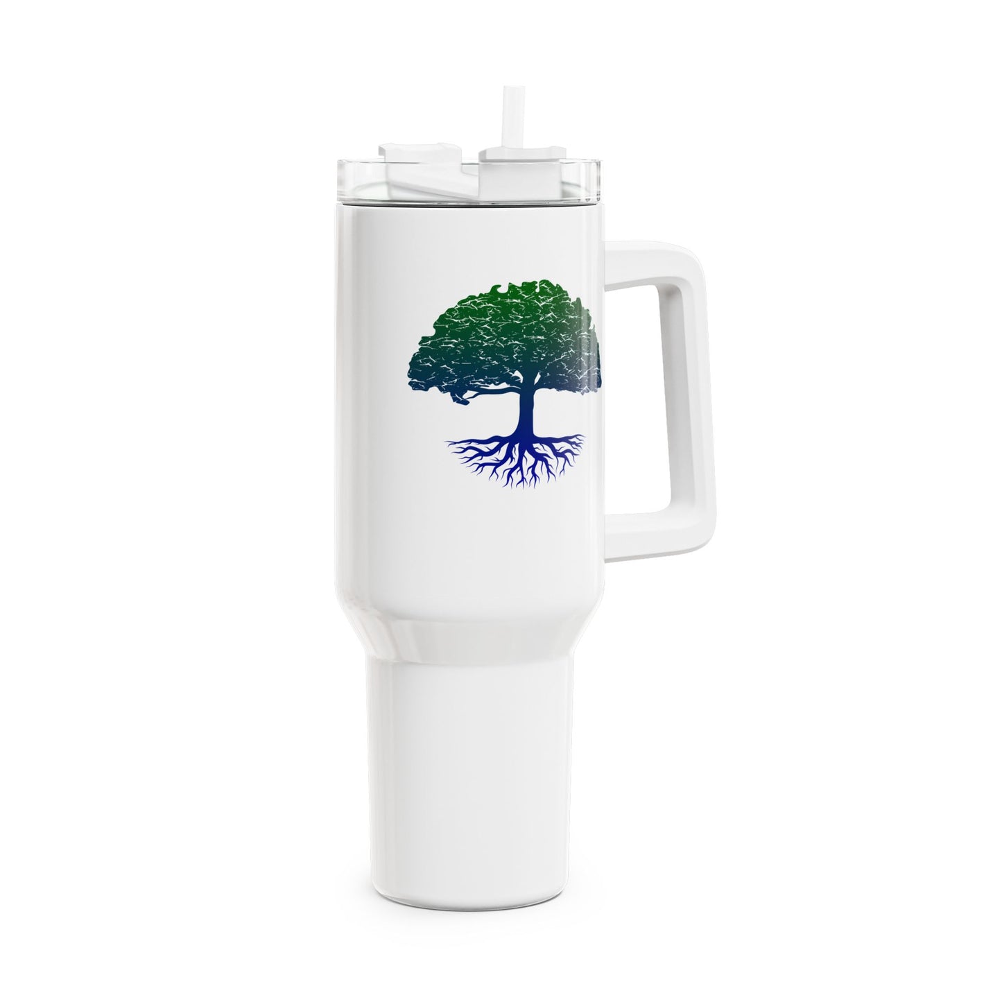 BAUM DES LEBENS BUNT • Tumbler mit Henkel & Strohhalm • XXL Reisebecher 1,2L