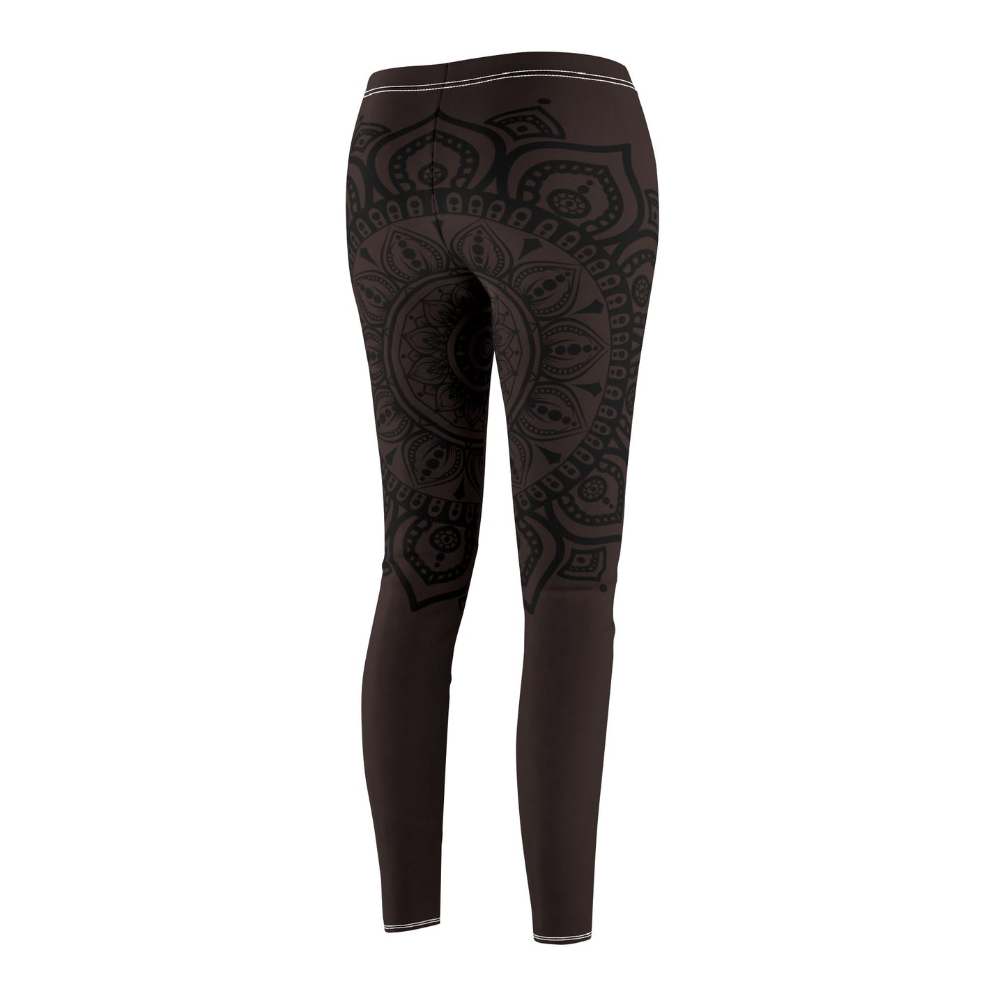 MANDALA BLUME • Damen-Leggings Braun mit Floralem Print Aufdruck Muster • Beste Leggings für Sport & Alltag