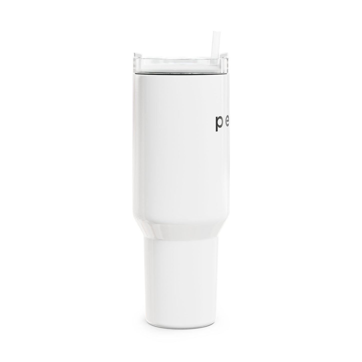 PEACE Spruch Friedenszeichen Botschaft • Tumbler mit Henkel & Strohhalm • XXL Reisebecher 1,2L