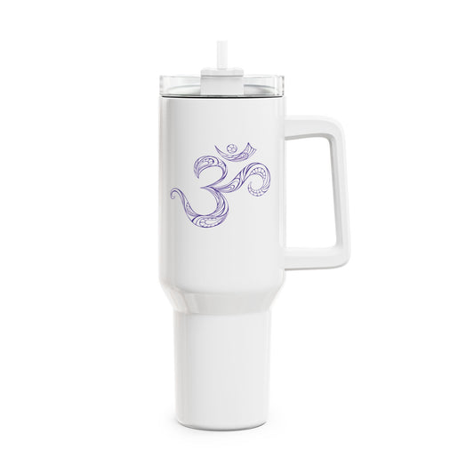 OM OHM ZEICHEN SYMBOL LILA VIOLET • Tumbler mit Henkel & Strohhalm • XXL Reisebecher 1,2L - YOGA SANTA