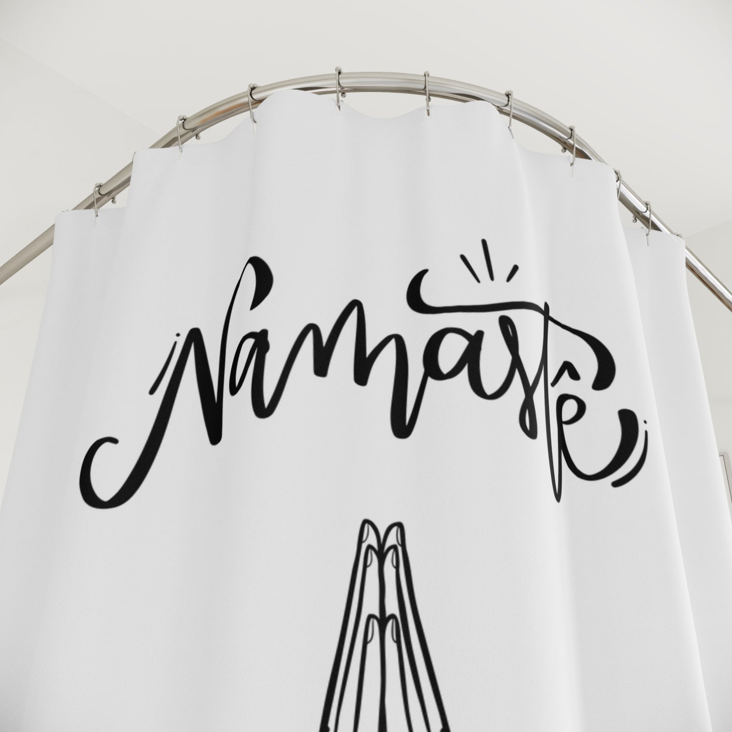 NAMASTE ALL DAMN DAY • Lustiger YOGA Duschvorhang 180x200 cm Weiss