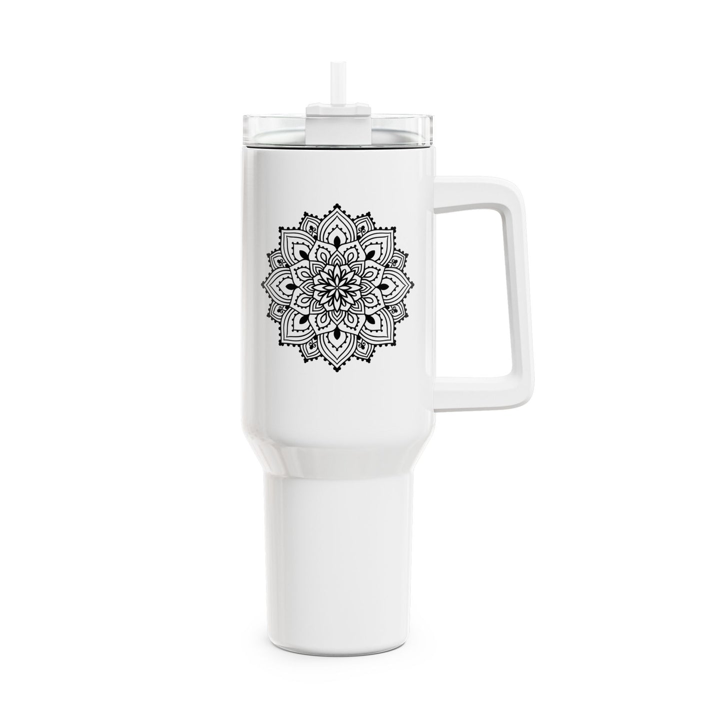 MANDALA SYMBOL • Tumbler mit Henkel & Strohhalm • XXL Reisebecher 1,2L