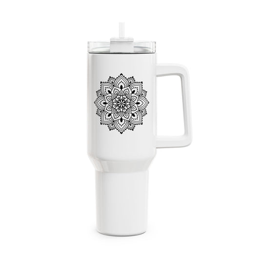 MANDALA SYMBOL • Tumbler mit Henkel & Strohhalm • XXL Reisebecher 1,2L