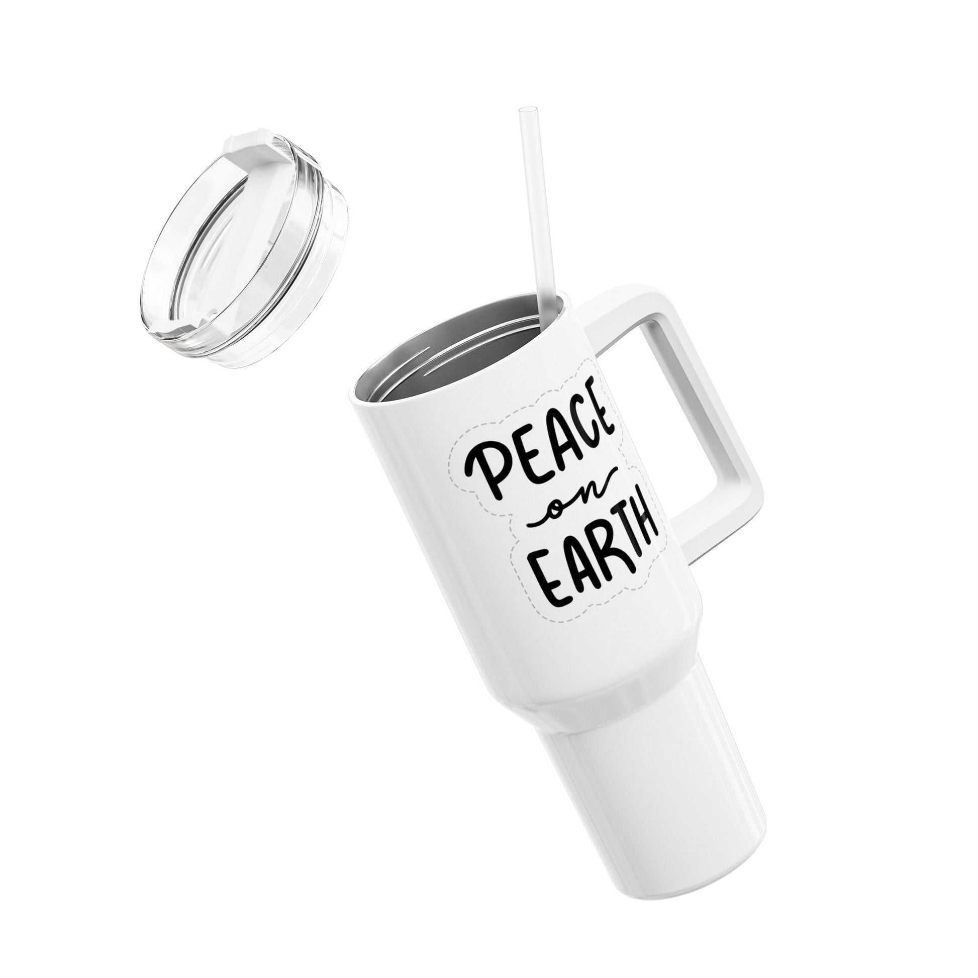 PEACE ON EARHT - HARMONIE • Tumbler mit Henkel & Strohhalm • XXL Reisebecher 1,2L - YOGA SANTA