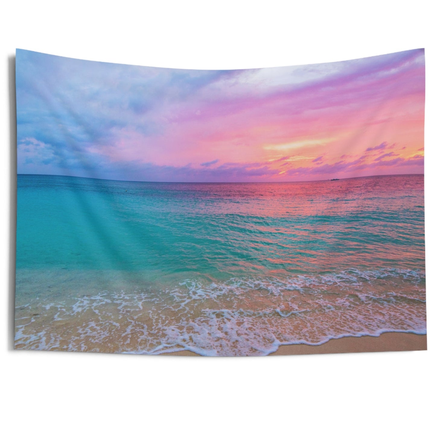 PASTELL PINK TÜRKIS Meer Sonneuntergang • Wandtuch • Wandttepich • Wanddekor in v. Größen bis XXL