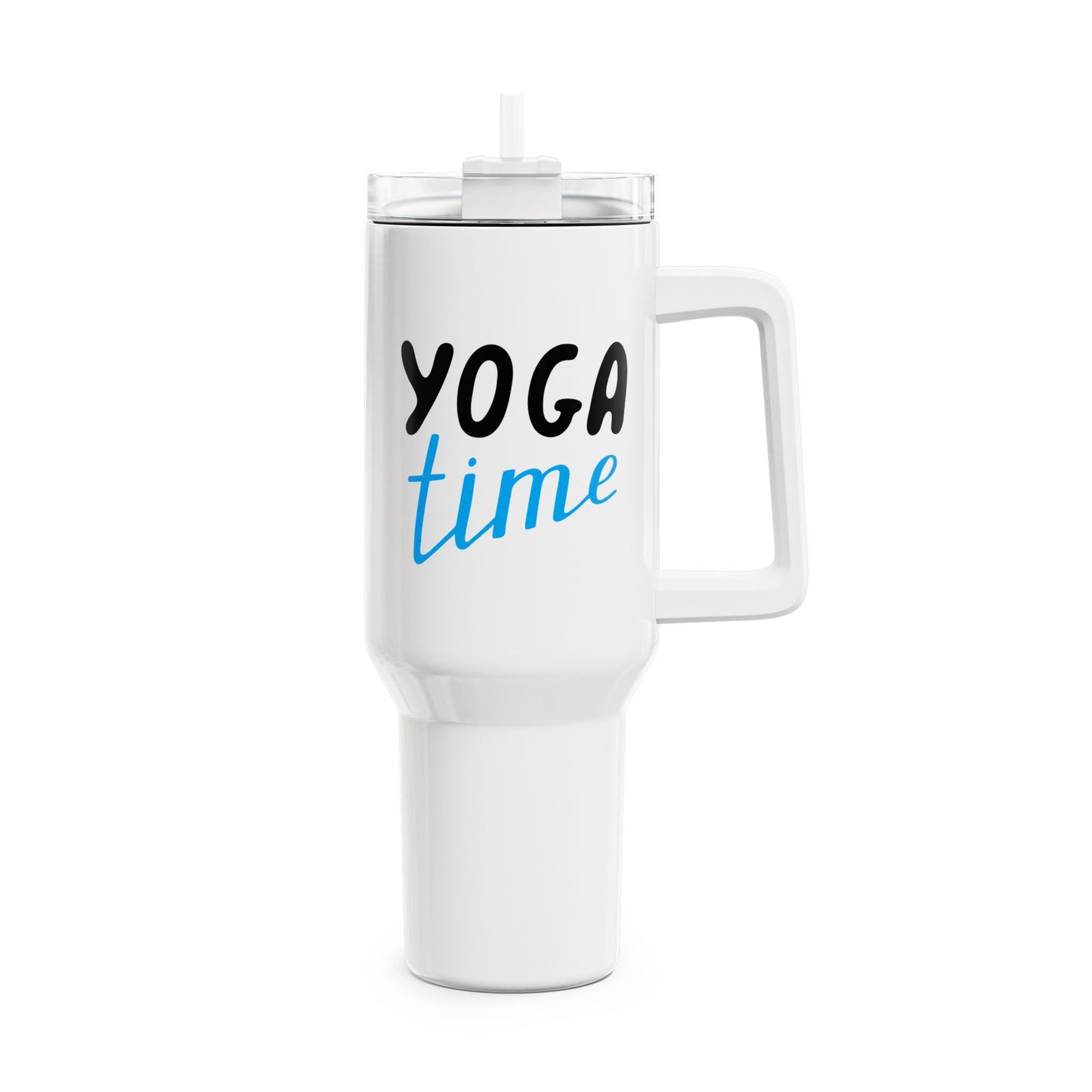 YOGA TIME - YOGA LIEBHABER • Tumbler mit Henkel & Strohhalm • XXL Reisebecher 1,2L - YOGA SANTA
