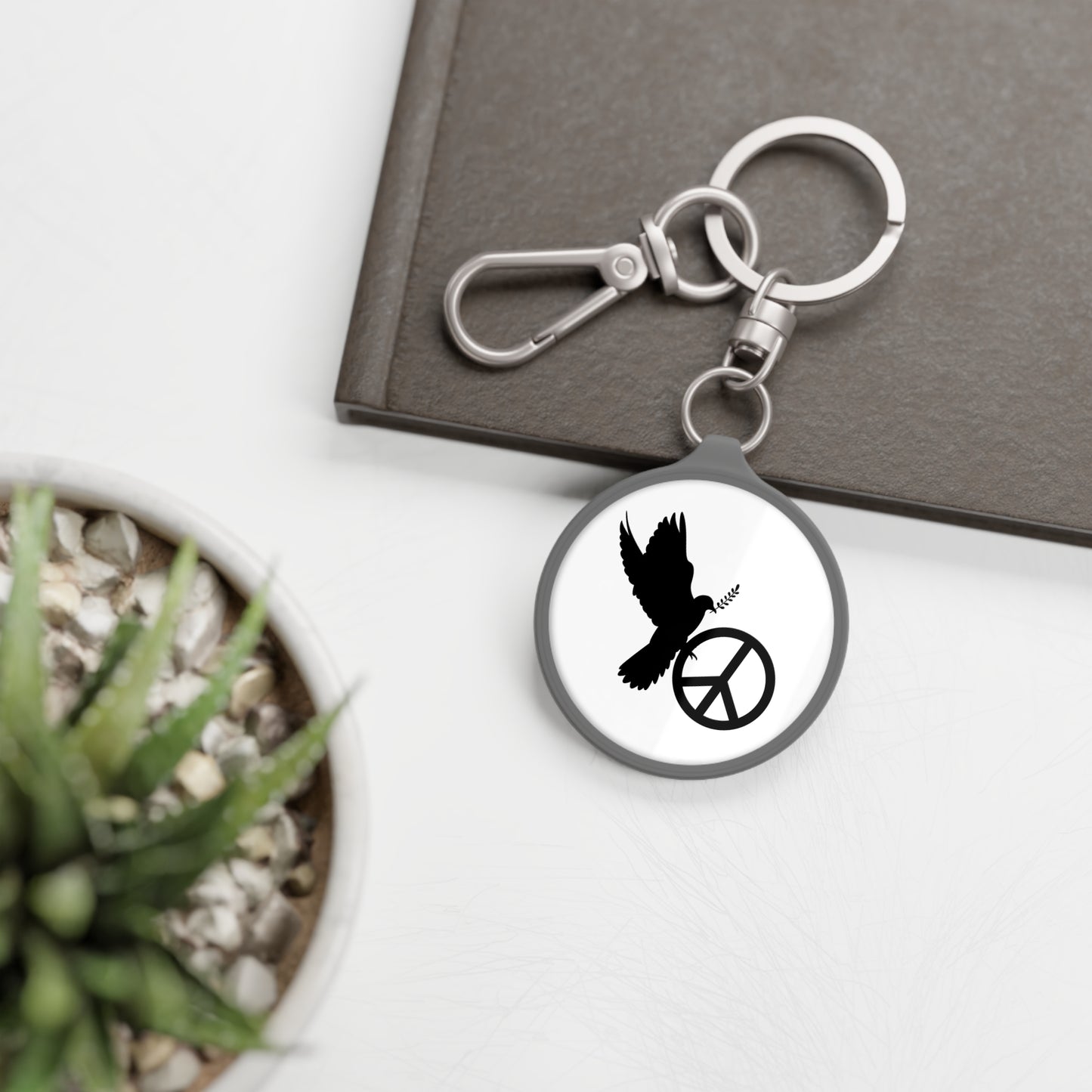 PEACE ZEICHEN FRIEDENSTAUBE • Edler Luxus Schlüsselanhänger mit Karabiner für Frauen & Männer