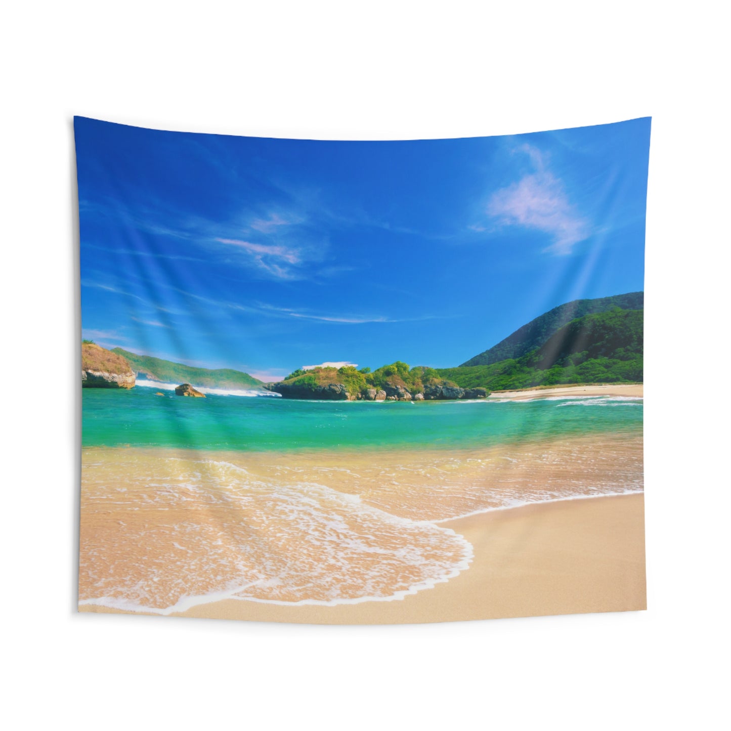 MEER STRAND BLAUER HIMMEL • Urlaubsmotiv • Wandtuch • Wandttepich • Wanddekor in v. Größen bis XXL