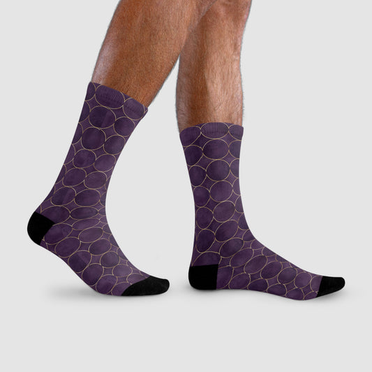 ELEGANTE SOCKEN LILA VIOLET MIT KREISMUSTER • HAPPY SOCKS Crew Socken mit Motiv