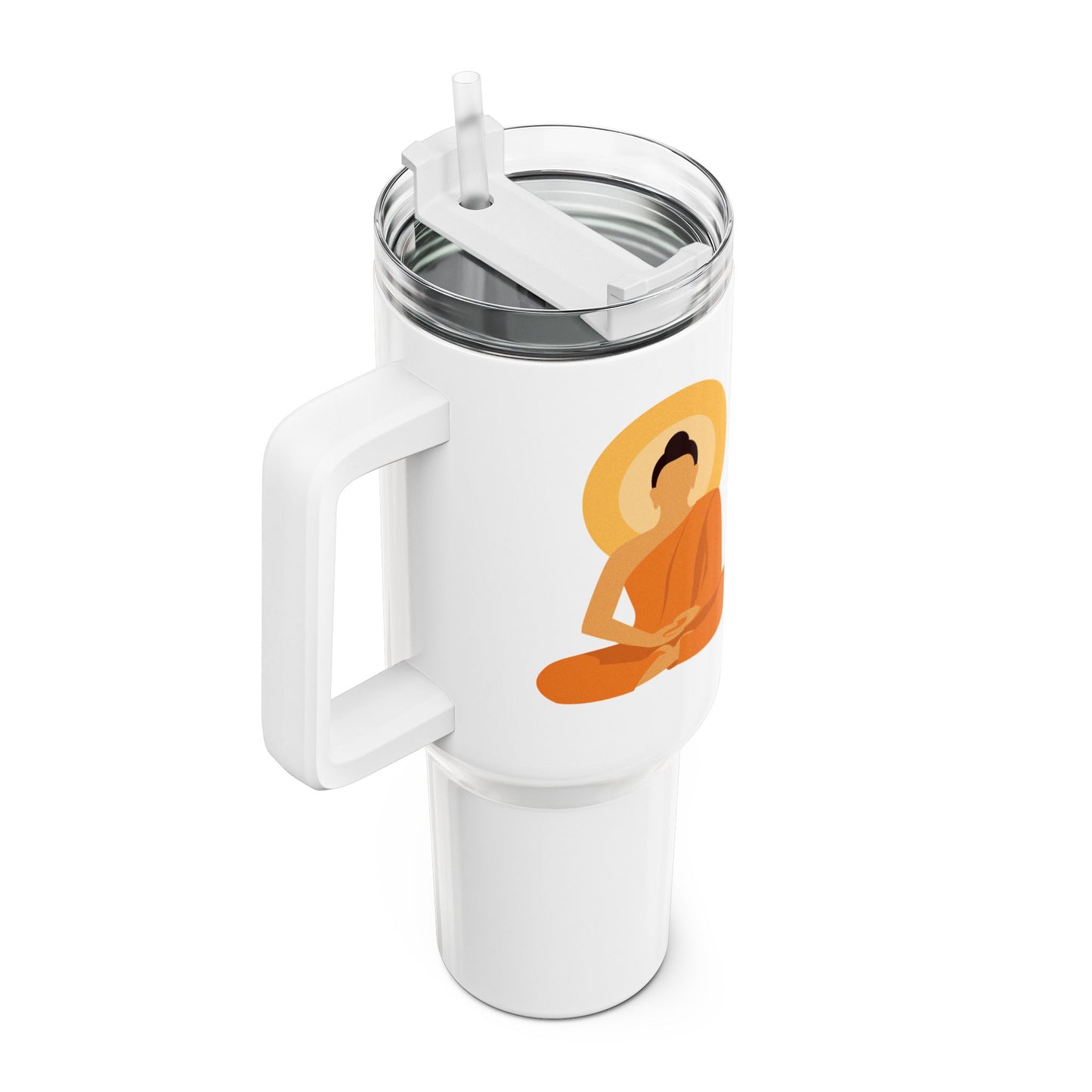 BUDDHA YOGA MEDITATION SONNENAUFGANG • Tumbler mit Henkel & Strohhalm • XXL Reisebecher 1,2L