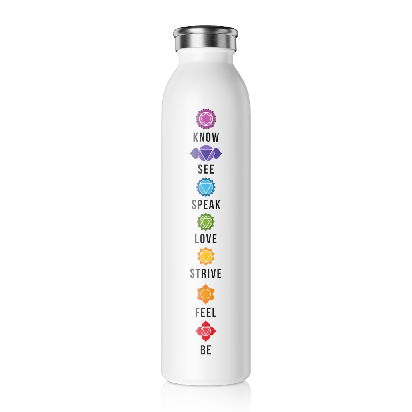 CHAKREN 7 CHAKRA SYMBOLE • Edelstahl Thermosflasche SLIM • 600 ml