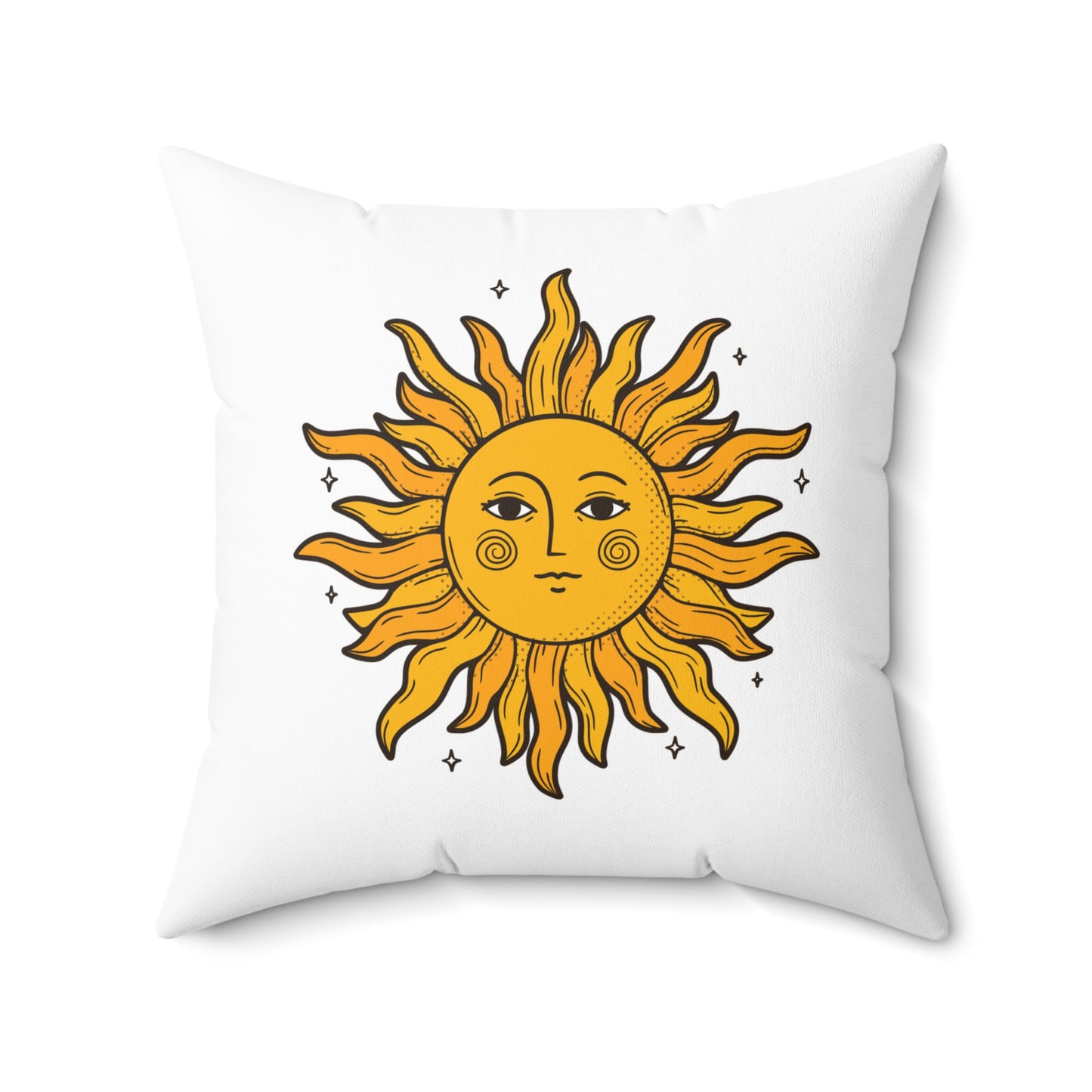 SONNE RETRO ZEICHNUNG • Deko Kissen mit Reißverschluss Quadratisch Weiss
