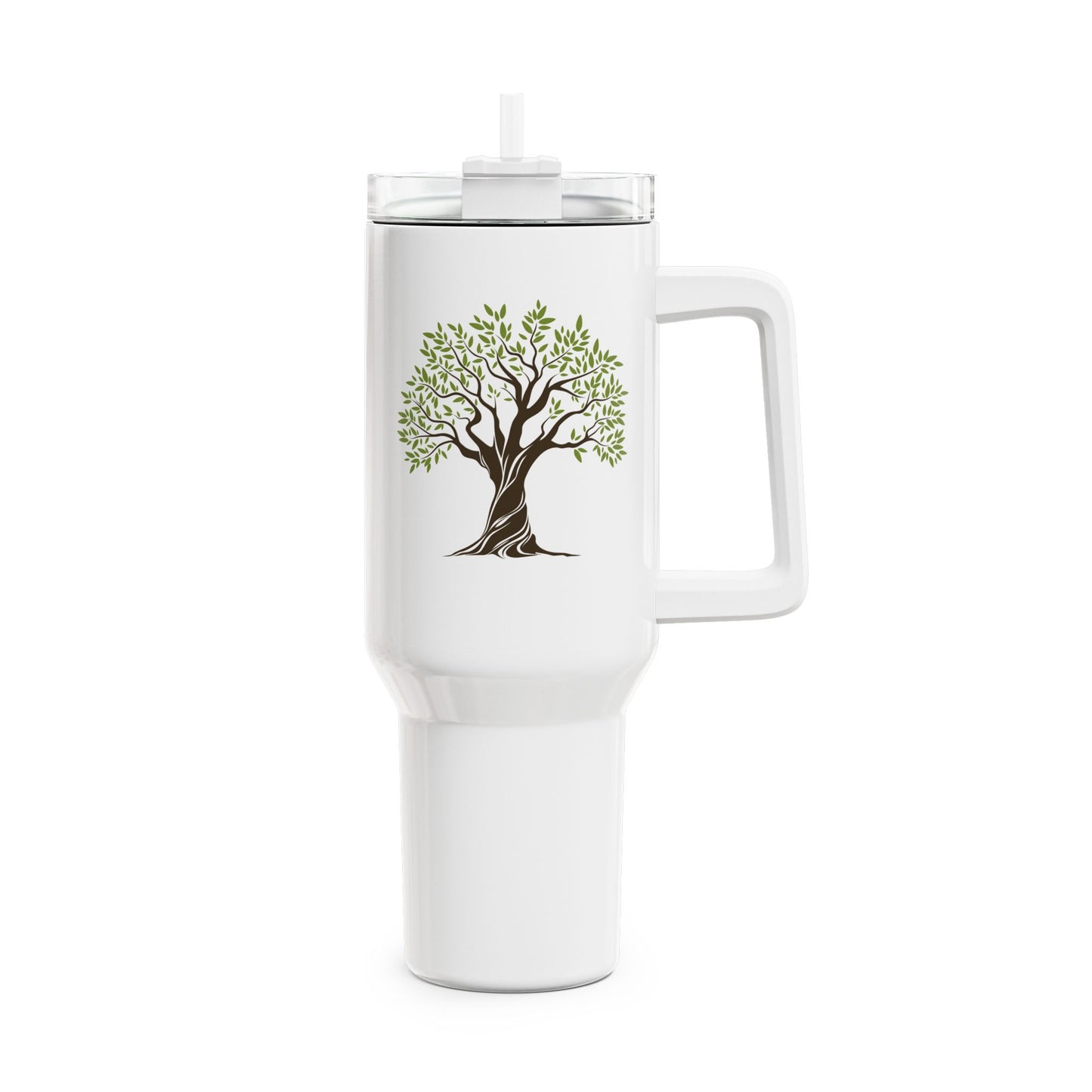 OLIVENBAUM ZEICHNUNG • Tumbler mit Henkel & Strohhalm • XXL Reisebecher 1,2L