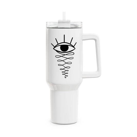 ALLSEHENDES AUGE & ENDLOSER KNOTEN - SHRIVATA • Tumbler mit Henkel & Strohhalm • XXL Reisebecher 1,2L - YOGA SANTA