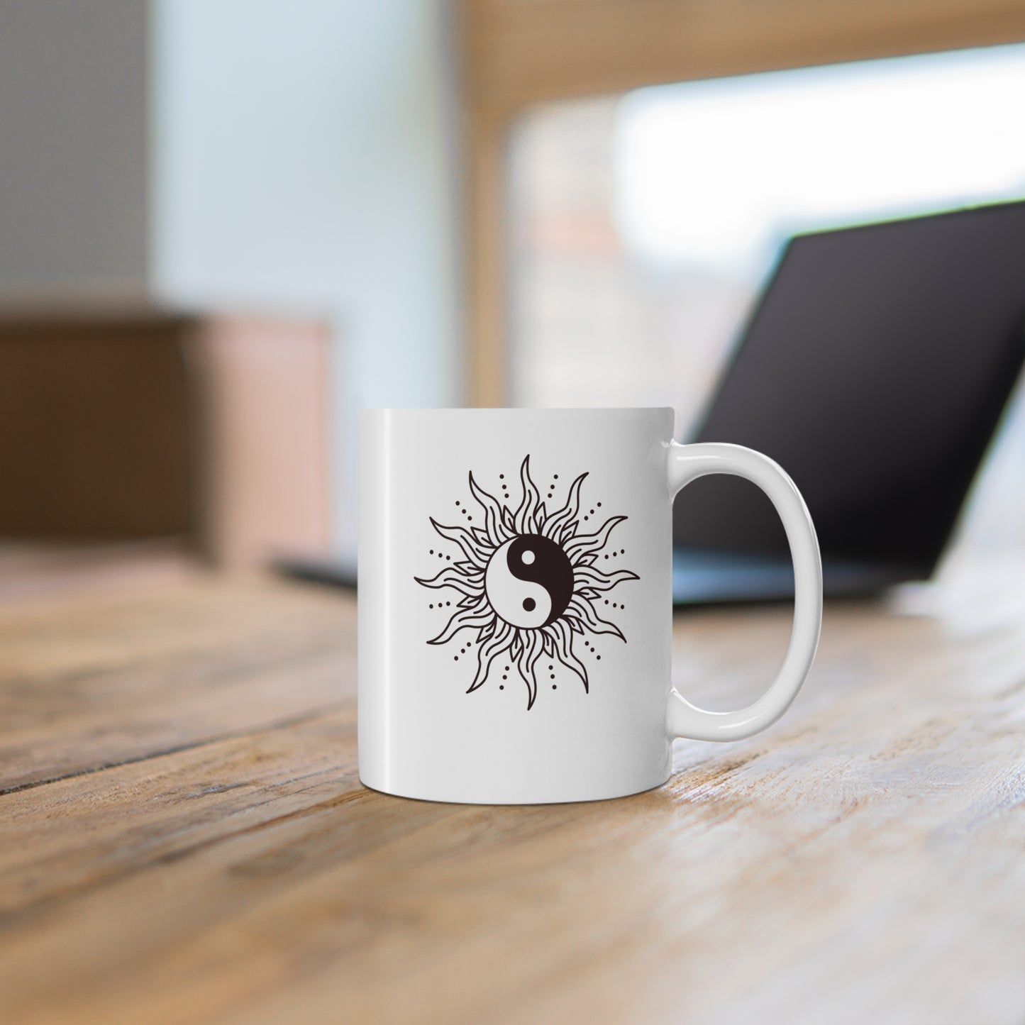 YING YANG SONNE • Spirituelles Motiv • 440ml XXL Kaffeebecher - YOGA SANTA