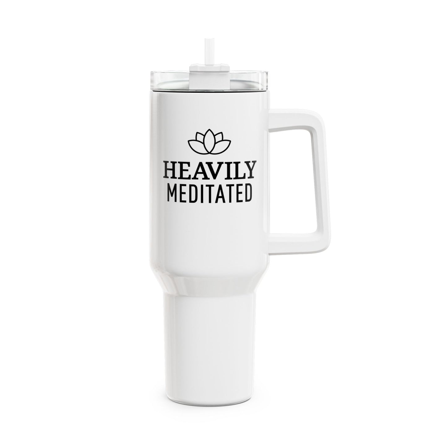 HEAVILY MEDITATED - LOTUSBLÜTE YOGA MOTIV • Tumbler mit Henkel & Strohhalm • XXL Reisebecher 1,2L - YOGA SANTA