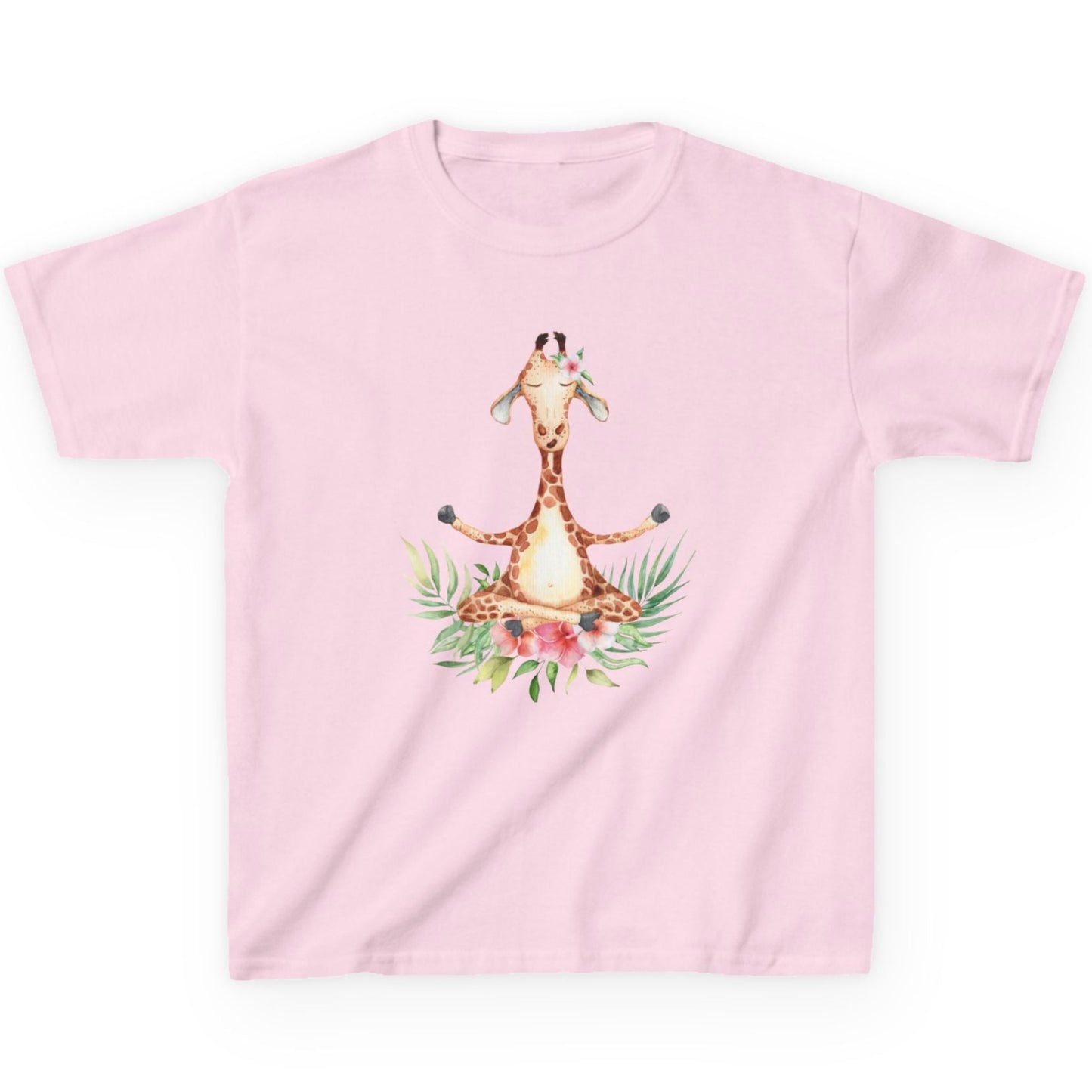 GIRAFFE MEDITATION YOGATIER Comic Blumen • Oversize Kinder T-Shirt Mädchen Jungen • BIO Baumwolle 🌿