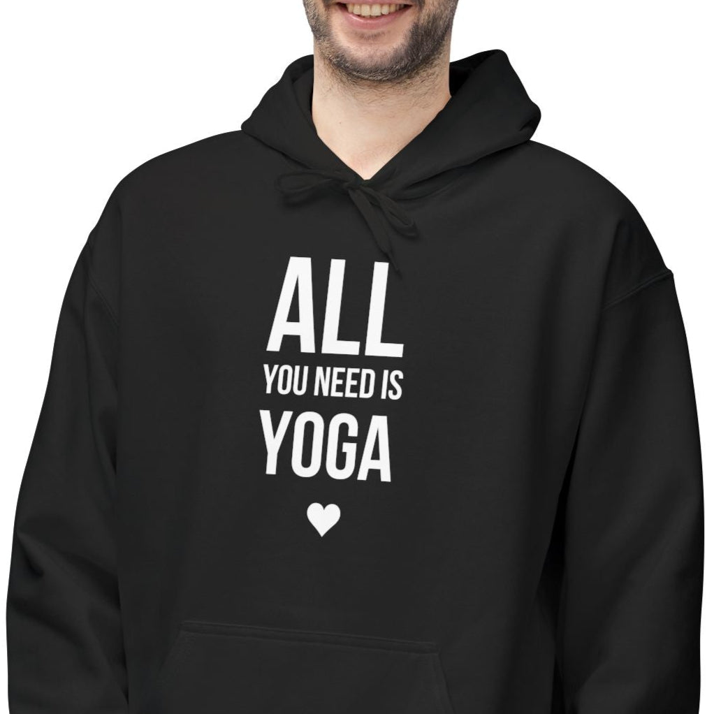 ALL YOU NEED IS YOGA, HERZSYMBOL • Yoga Liebhaber Fleece Pullover • Kuschelweicher Hoodie für Damen & Herren • Baumwolle 🌿