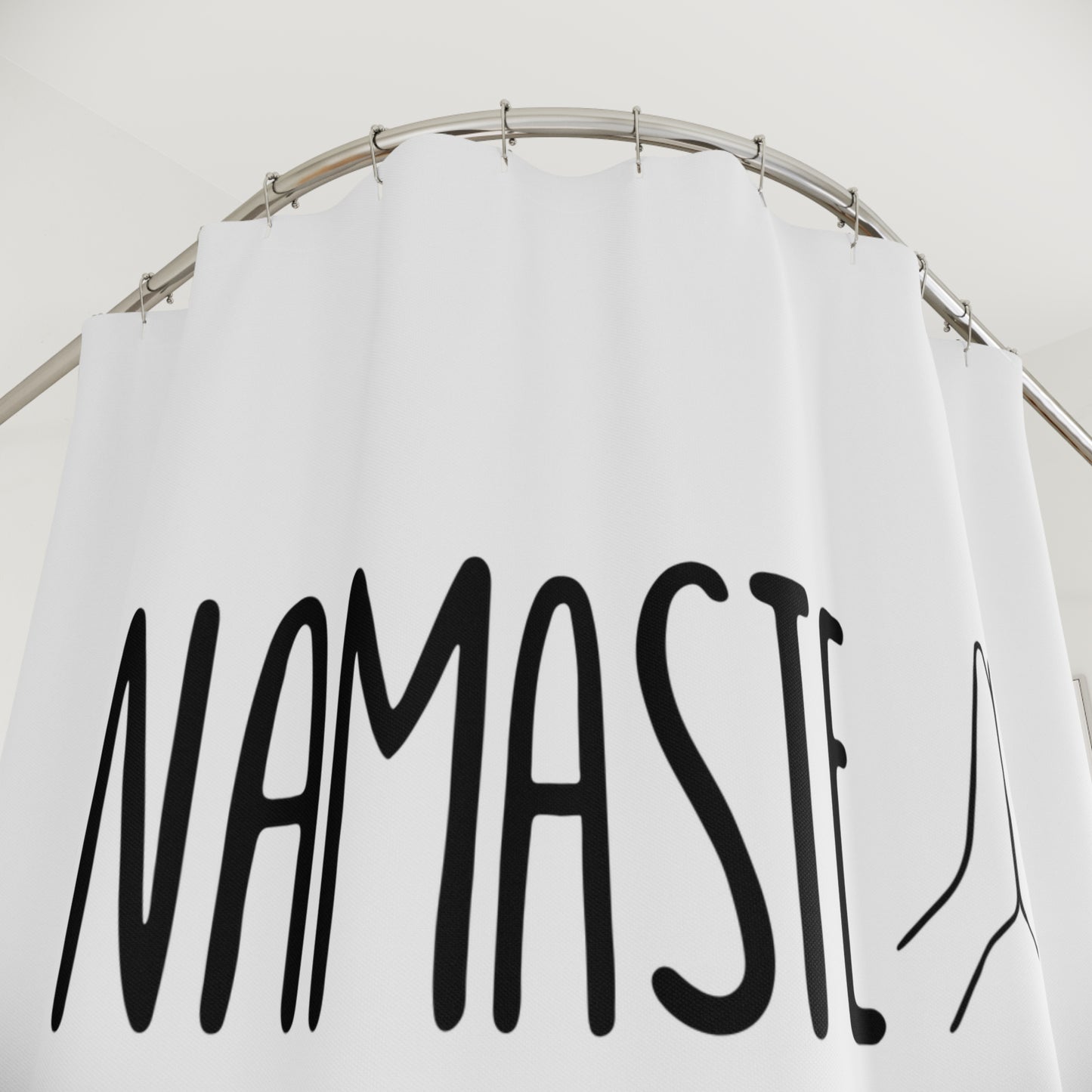 NAMASTE YOGA SPRUCH BEGRÜßUNG • Hochwertiger, Schöner Duschvorhang 180x200 cm Weiss