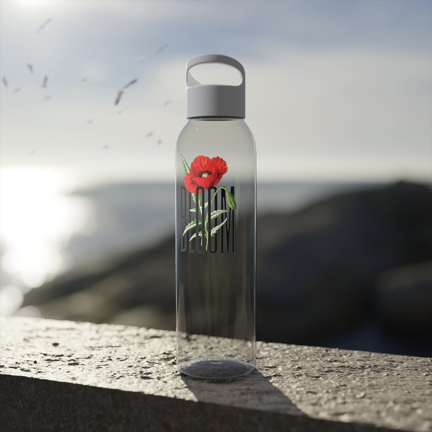 BLOOM • MOHNBLUME CLIPART BLUMENMOTIV • Wasserflasche Sky 650 ml