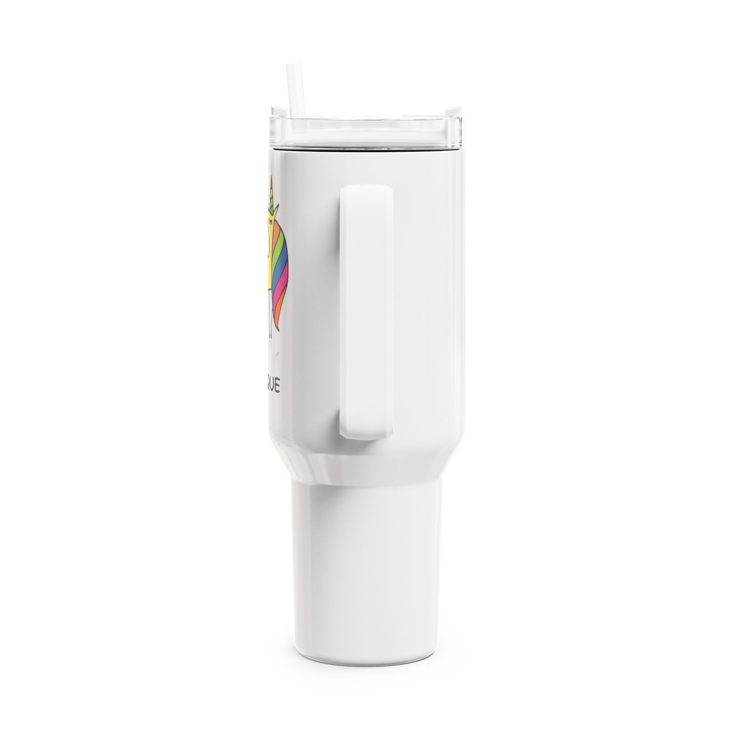BE UNIQUE EINHORN REGENBOGEN • Tumbler mit Henkel & Strohhalm • XXL Reisebecher 1,2L - YOGA SANTA