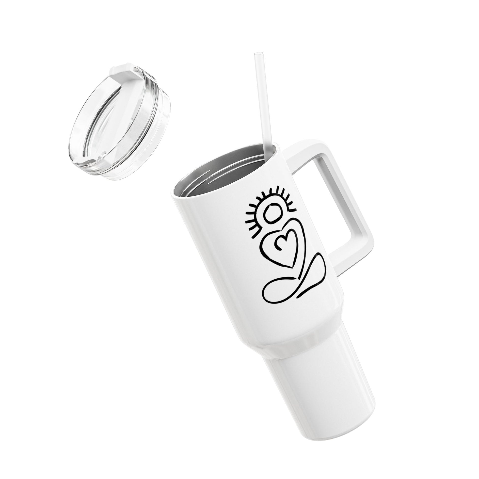 YOGA YOGI HERZ SONNE MEDITATION • Tumbler mit Henkel & Strohhalm • XXL Reisebecher 1,2L - YOGA SANTA
