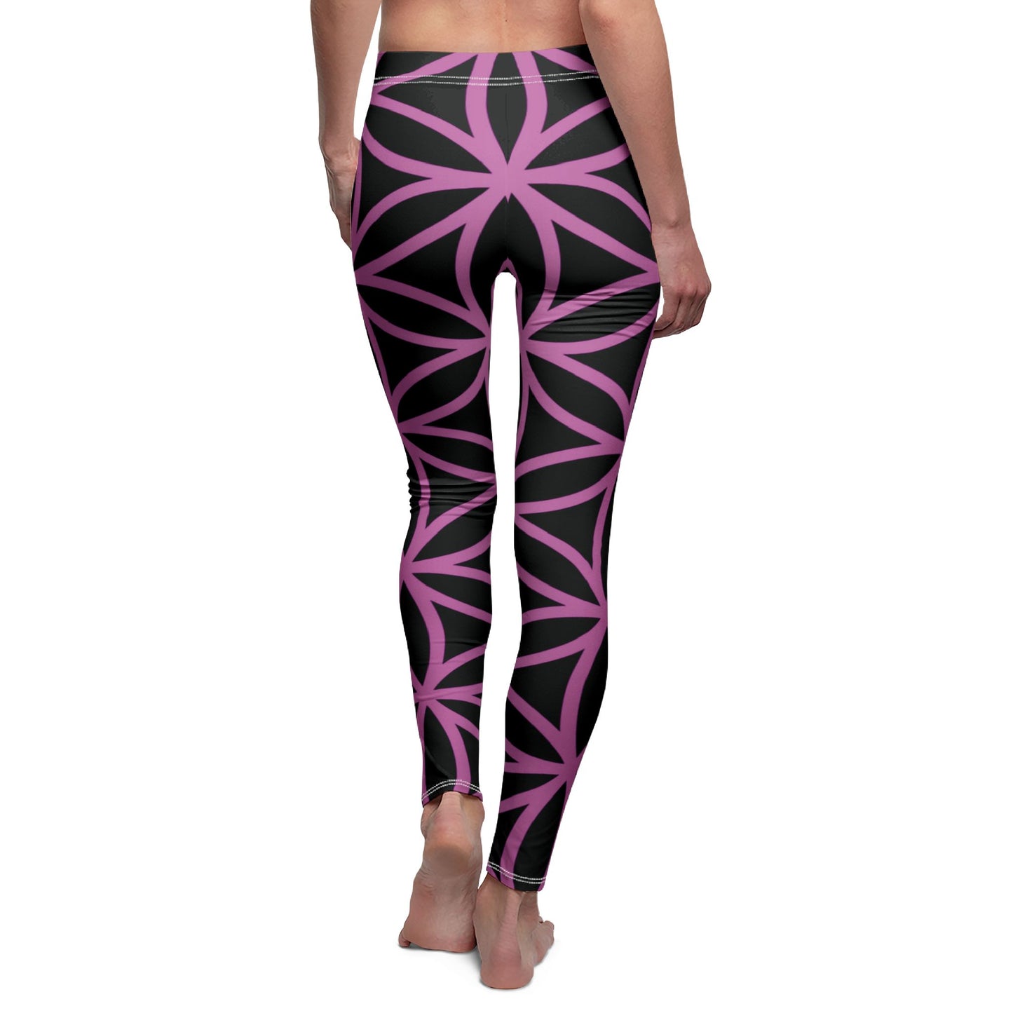BLUME DES LEBENS LEGGINGS •  Exgtravagante, Außergewöhnliche Leggins Pink Schwarz • Beste Leggings für Sport & Alltag