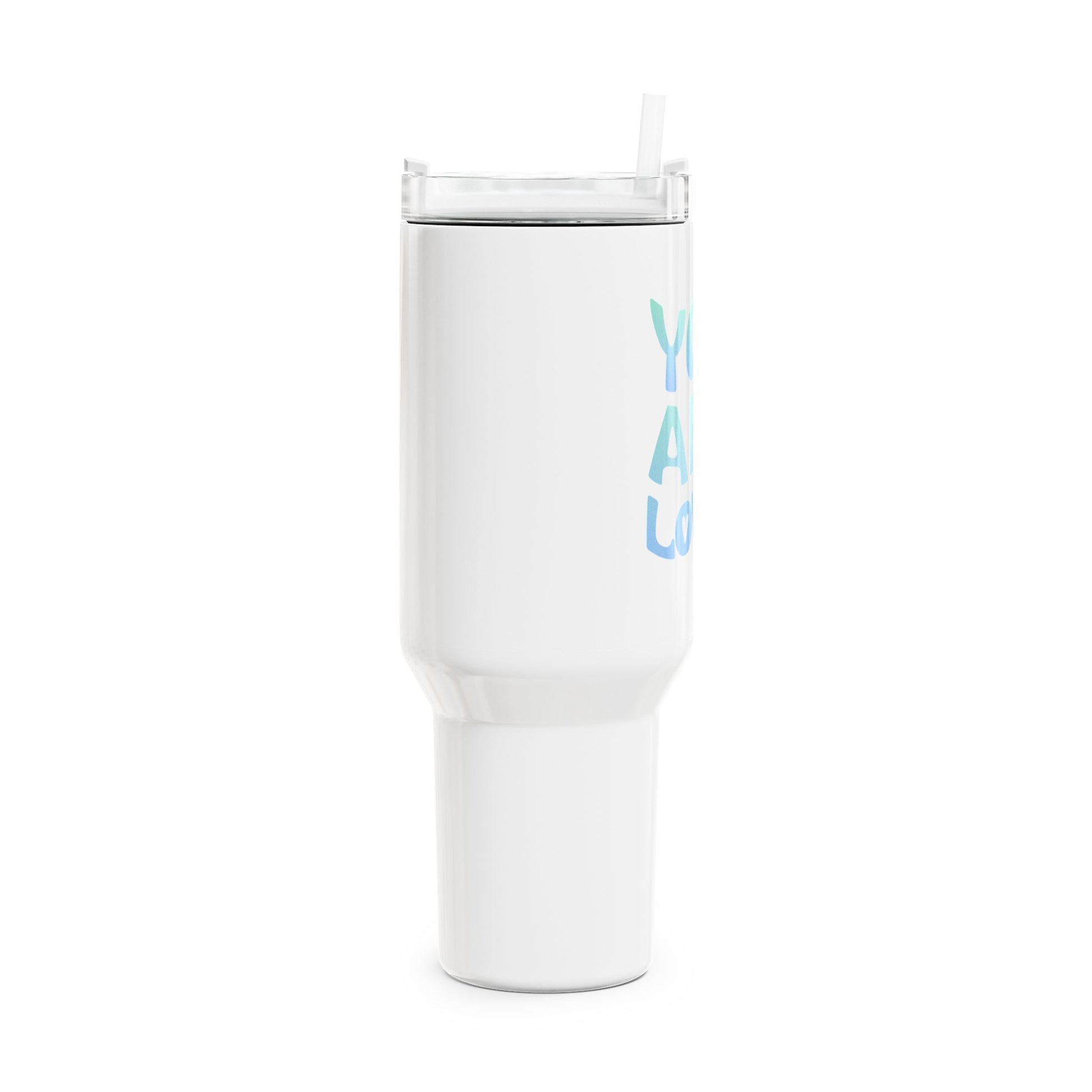 YOU ARE LOVED Spruch Liebesbeweis Liebesbotschaft • Tumbler mit Henkel & Strohhalm • XXL Reisebecher 1,2L - YOGA SANTA