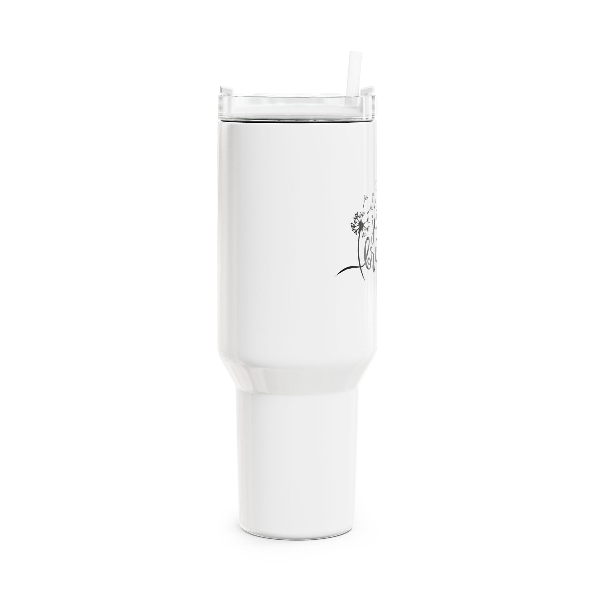 JUST BREAHTE - PUSTEBLUME • Tumbler mit Henkel & Strohhalm • XXL Reisebecher 1,2L - YOGA SANTA