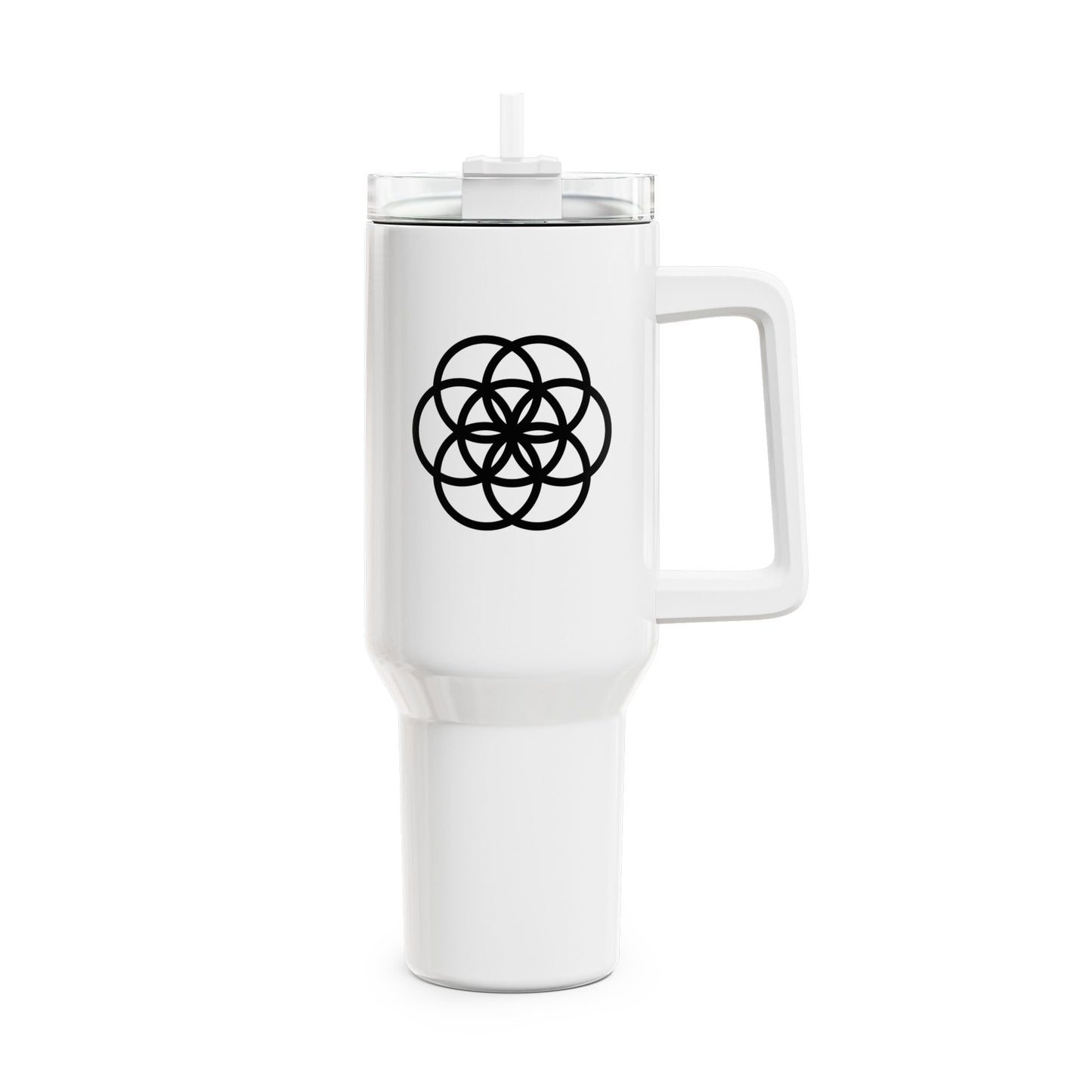 SEED OF LIFE - Samen des Lebens • Heilige Geometrie • Tumbler mit Henkel & Strohhalm • XXL Reisebecher 1,2L - YOGA SANTA